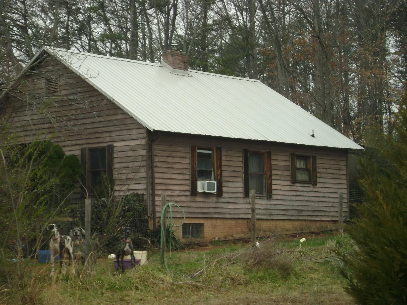 White metal roof on an old wood sided farmhouse, from a Asphalt Shingle Roof Repair job in Hewitt